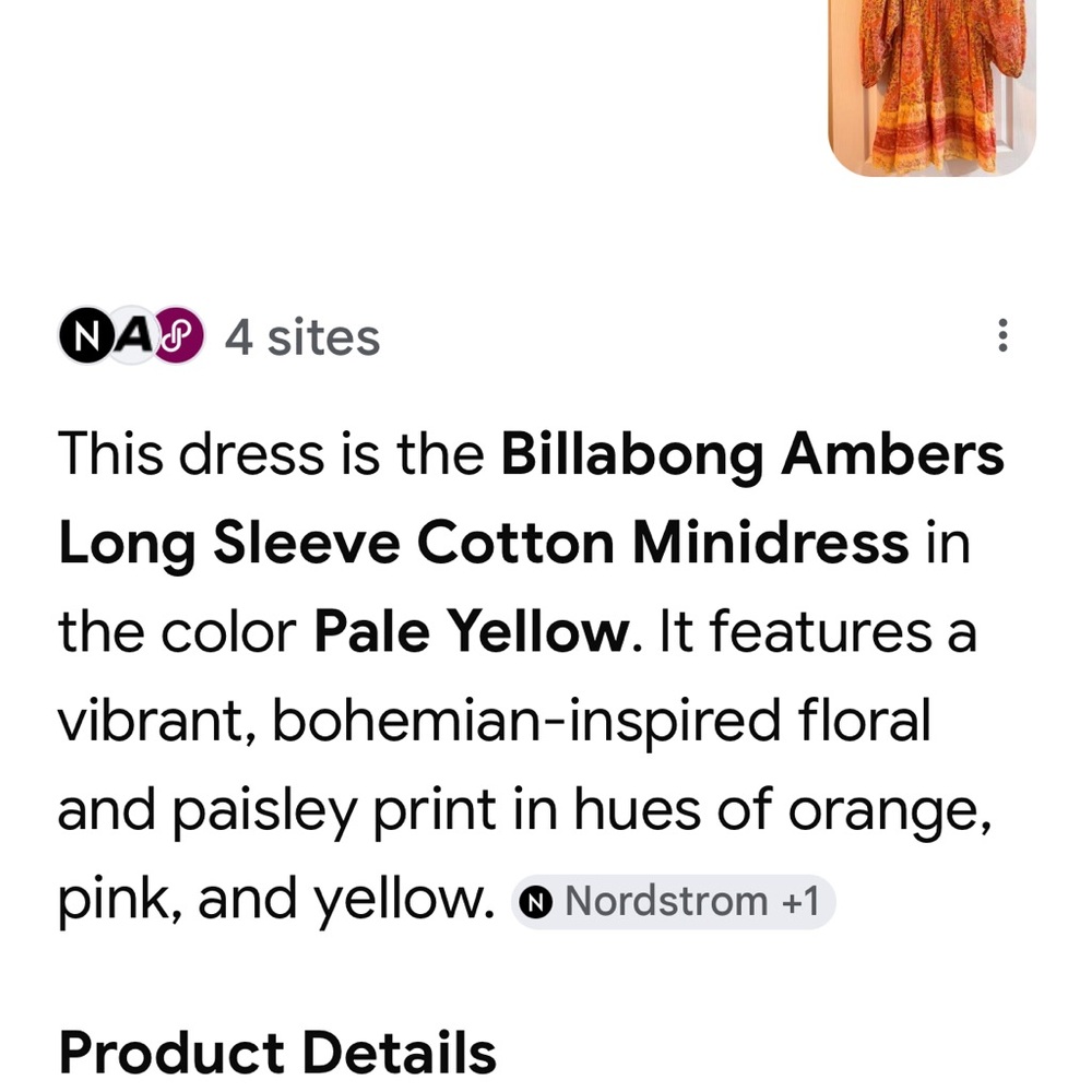 Billabong Pink and Yellow Paisley Peasant Dress - Picture 5 of 6